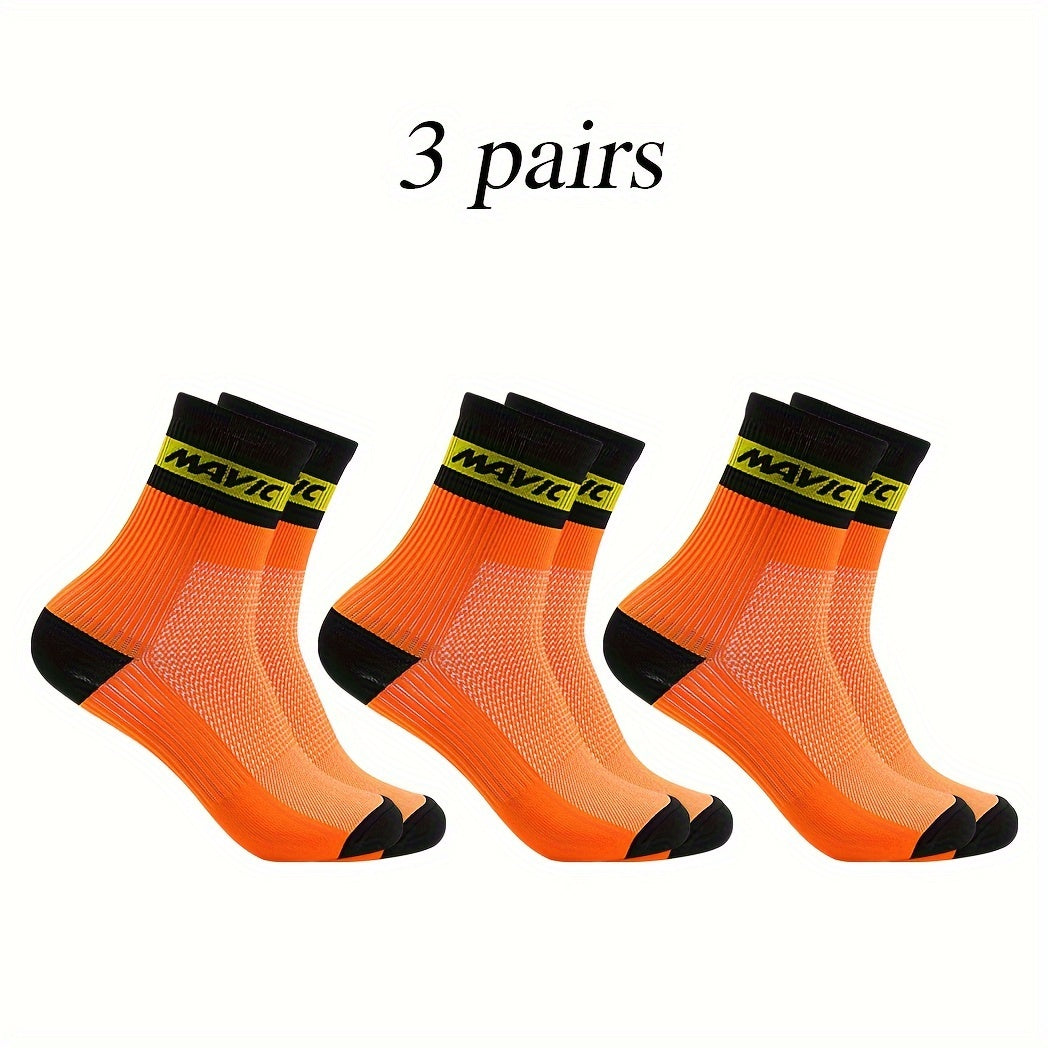 3 Pairs Men's Crew Sport Socks Sweat Absorbing Nylon Blend Comfy Breathable