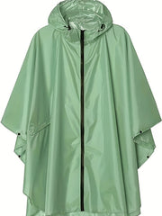 Waterproof Rain Poncho with Zipper Pocket Hood
