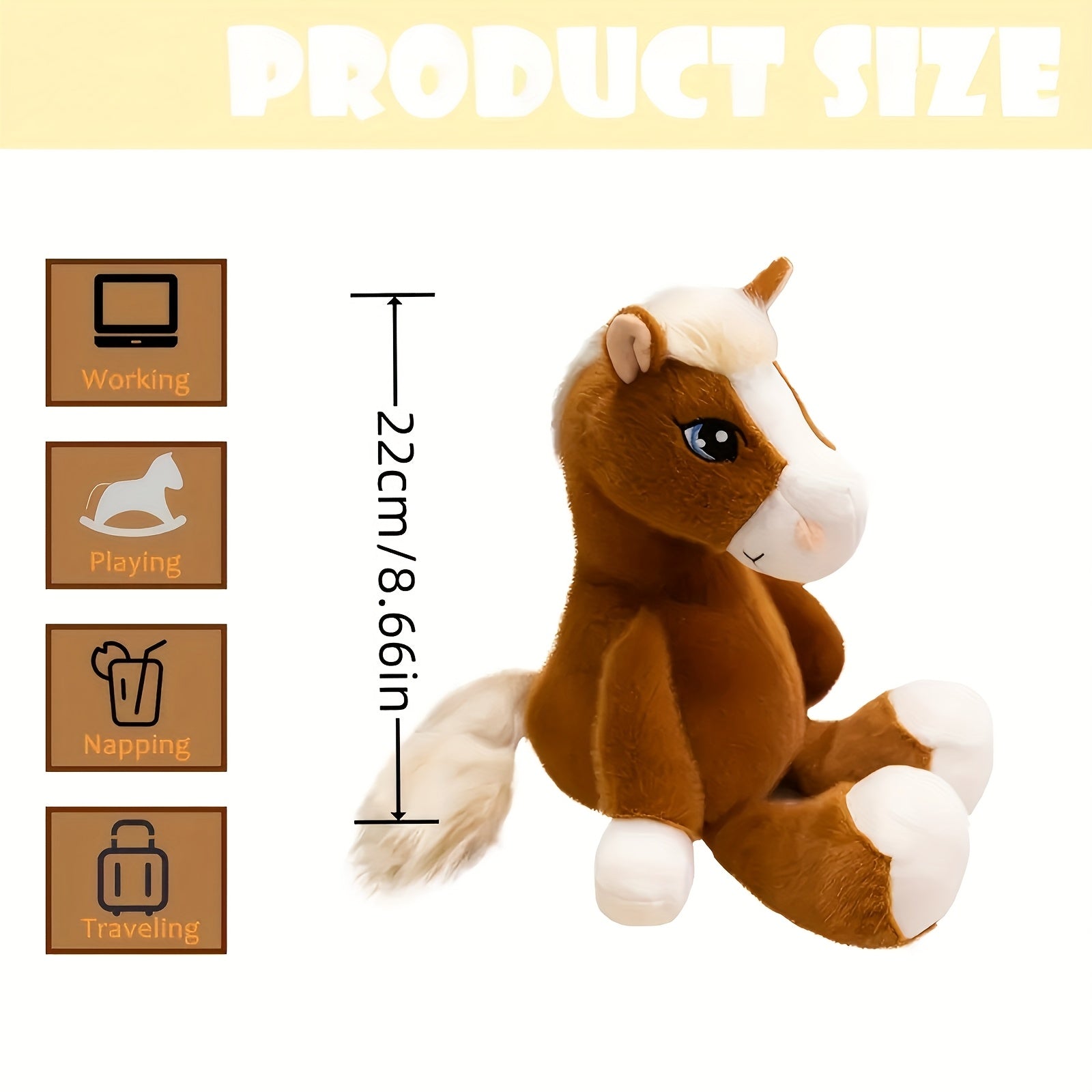 Big Eyed Horse Plush Doll Stuffed Animal Toy Kids' Birthday Gift