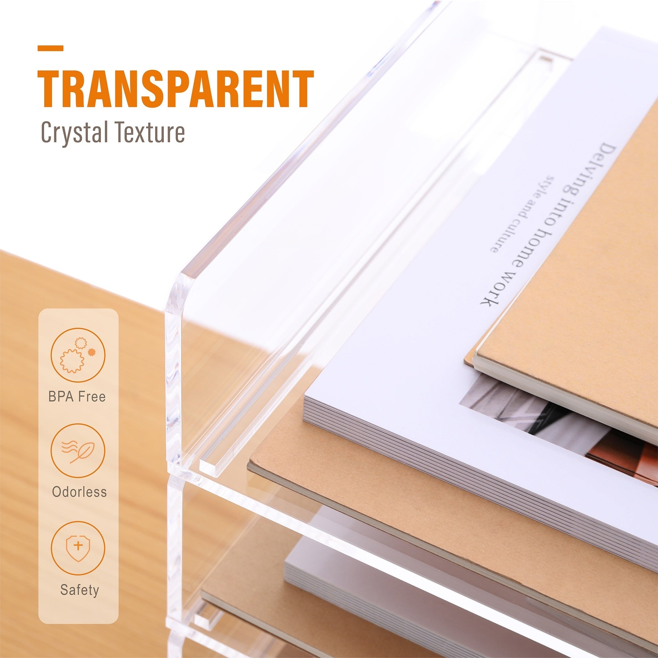 Clear Acrylic Desk Organizer 2 Tier Paper Tray Stackable File Holder
