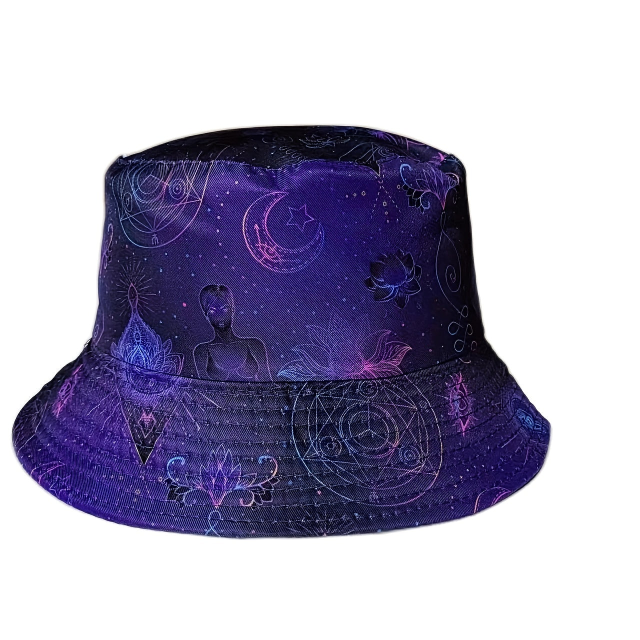 Starry Sky Print Double-sided Bucket Hat Couple Style Summer Sun Hat