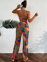 Plant Graphic Bikini Set with Cover Up Pant Swimsuit