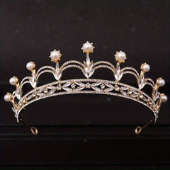 Crystal Faux Pearl Crown Tiara Rhinestone Wedding Tiaras Women Prom Crowns