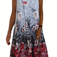 Floral Print V Neck Tank Dress