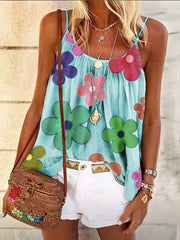 Floral Print Spaghetti Top Sleeveless Cami Top