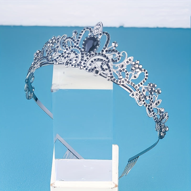 Rhinestone Crown Headband Crystal Hair Band With Comb
