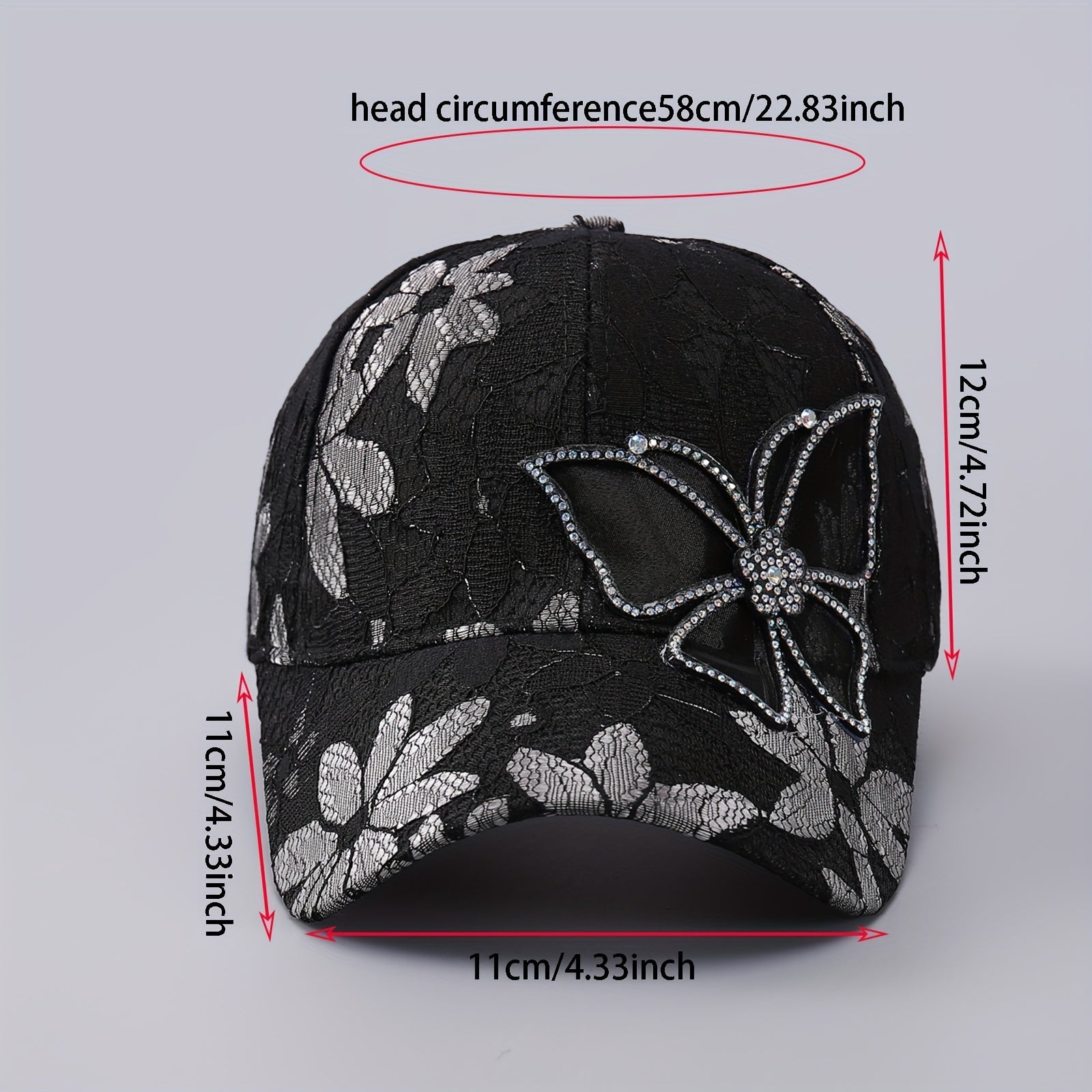 Flower Embroidery Baseball Cap Rhinestone Butterfly Patch Sunshade Dad Hat