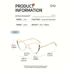 Cat Eye Clear Lens Metal Frame Glasses