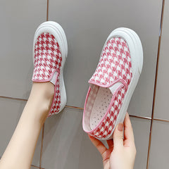 Women's Houndstooth Canvas Slip On Outdoor Shoes