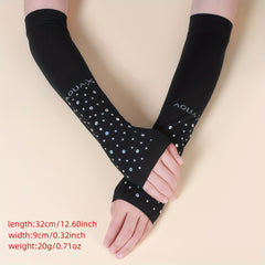 Sequin Decor Long Gloves UV Protection Fingerless Gloves