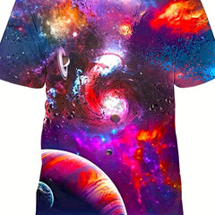 Galaxy Graphic T-shirt 3D Print Crew Neck Tee Top Men's Clothing