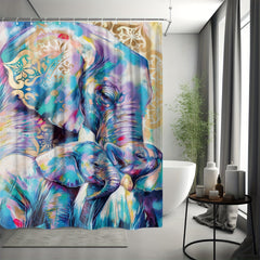 Colorful Elephant Shower Curtain Water resistant Polyester Bathroom Decor