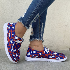 Leopard Pattern Canvas Casual Flat Shoes Lightweight Outdoor Walking Shoes