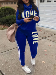 Women's Plus Size Letter Print Top & Pants Two Piece Set