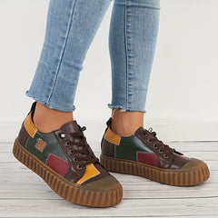Women's Vintage Stitching Lace Up Non Slip Flat Shoes