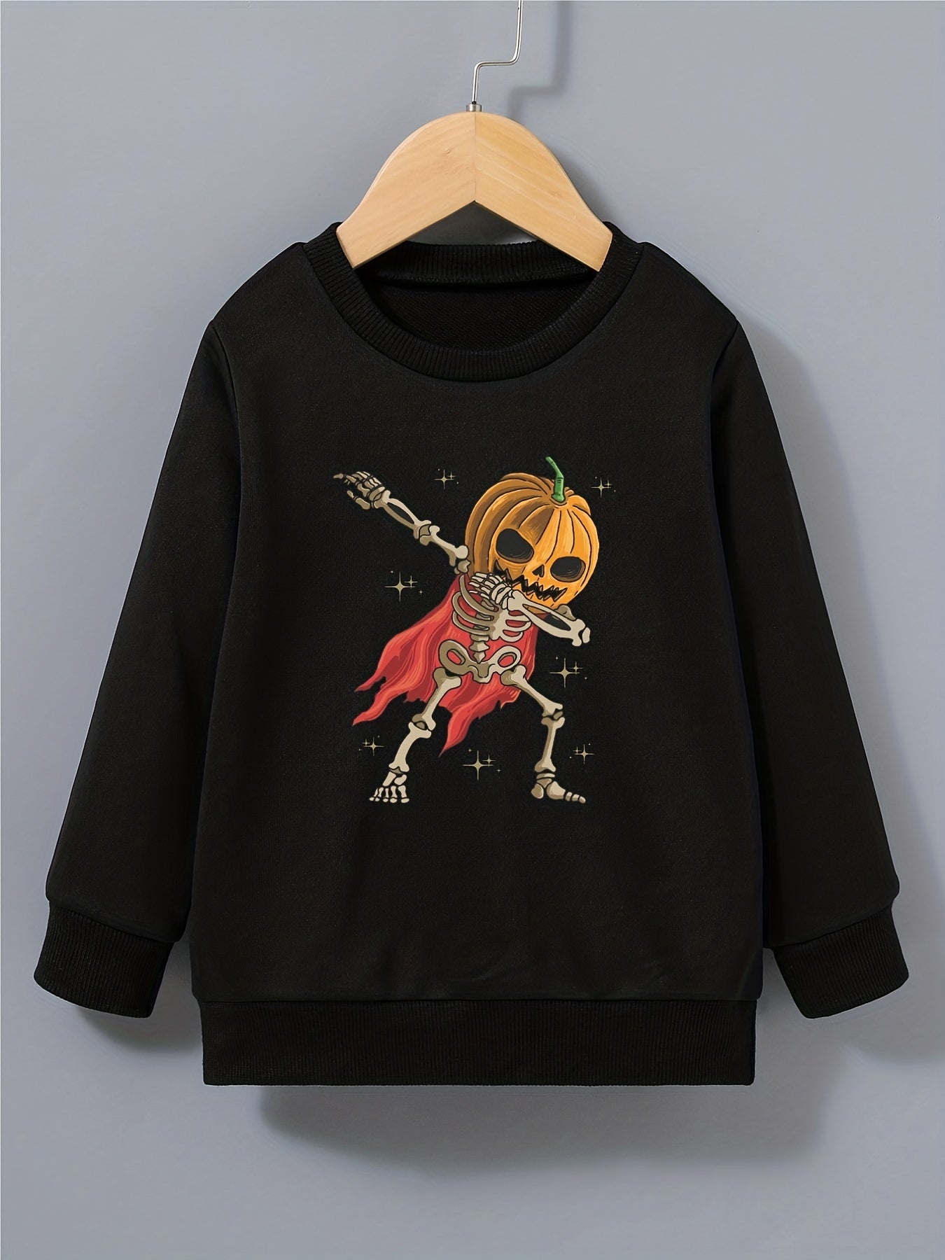Kid's Pumpkin Skeleton Hero Pattern Sweatshirt Long Sleeve Top