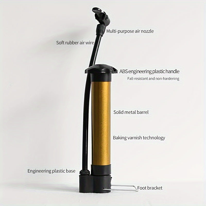 Golden Basketball Pump Household Inflatable Pump Mini Portable Manual Pump