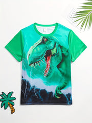 Boys' Dinosaur Graphic T Shirt Active & Stretchy Tee For Summer
