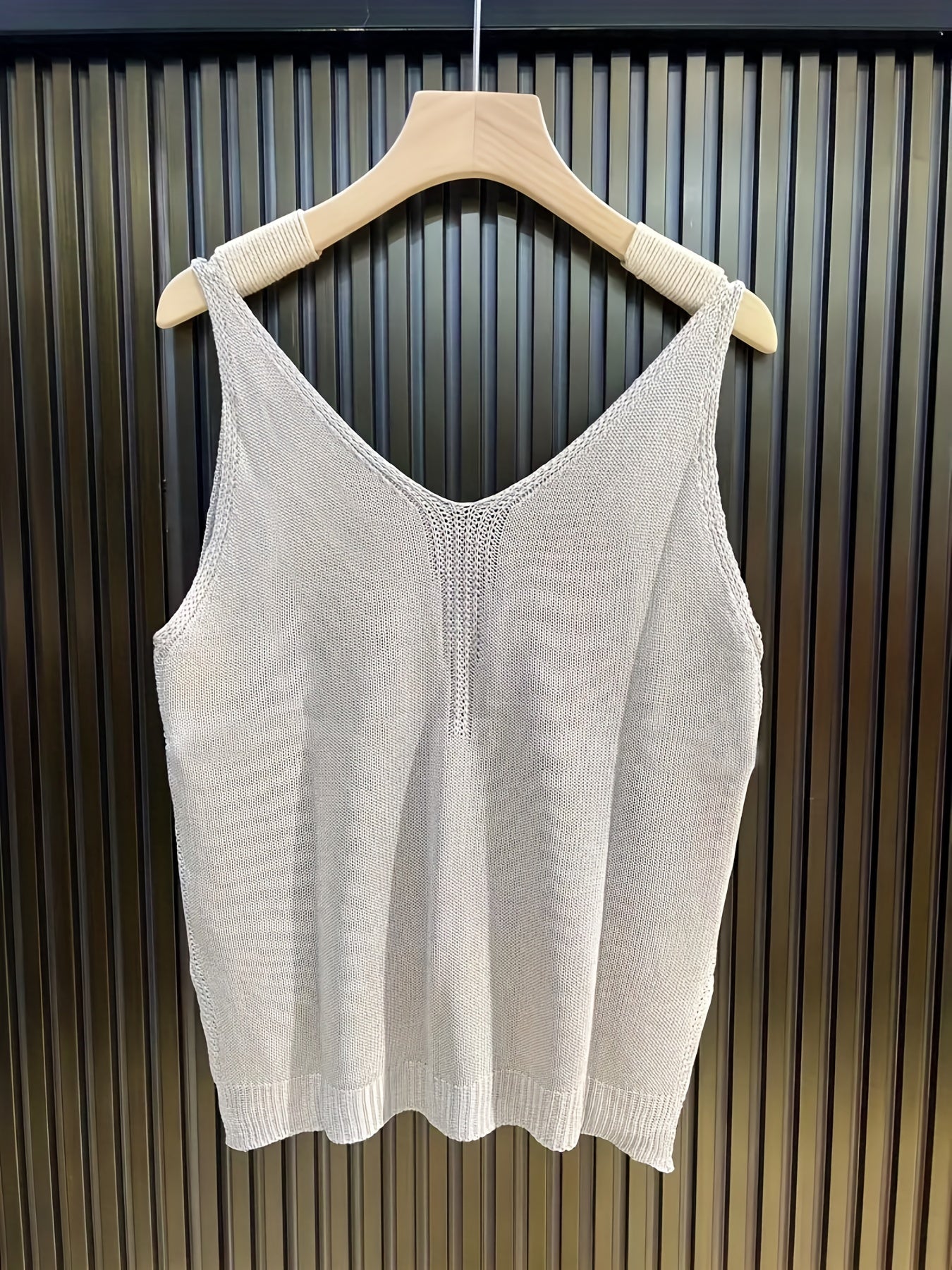Women's Knitted V Neck Tank Top Sleeveless Casual Summer Top