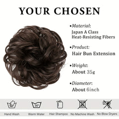 Messy Hair Bun Extensions Curly Wavy Chignon Scrunchy Updo Hairpiece