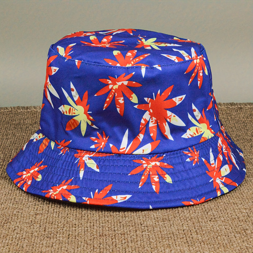 Maple Leaf Print Bucket Hat Sun Protection Outdoor Hat