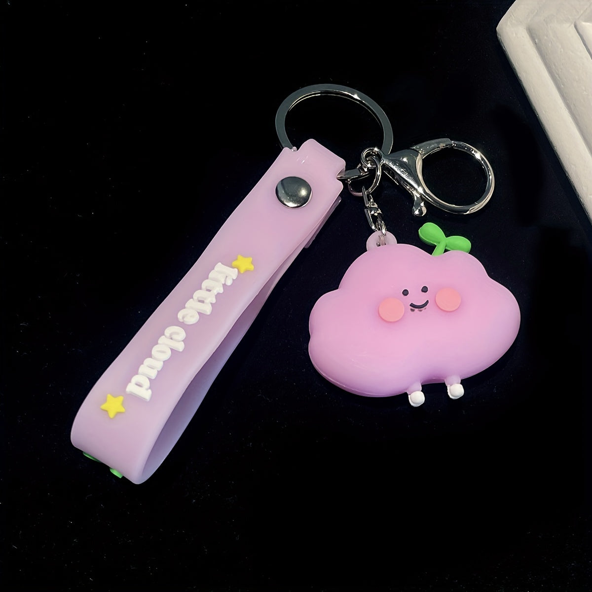 Cartoon Rubber Doll Grass Cloud Key Chain Bag Pendant for Students