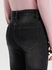Girls Ripped Skinny Denim Trousers Zipper Fly Casual Jeans