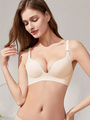 2pcs Solid Push Up Bras Comfy T Shirt Bra Women's Lingerie