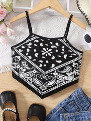 Girl's Paisley Pattern Cami Top for Summer Music