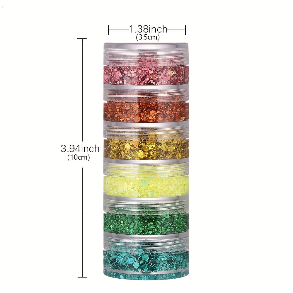 Iridescent Body Glitter Flakes Adhesive for Hair Makeup Nails - Carnival Party H