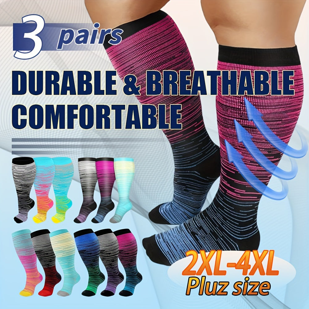 3 Pairs Plus Size Compression Socks For Women & Men 15 20 Mmhg Extra Wide Calf