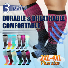 3 Pairs Plus Size Compression Socks For Women & Men 15 20 Mmhg Extra Wide Calf