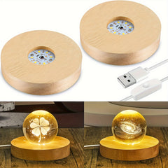 2pcs Wooden LED Display Base Stand for 3D Crystal Glass Art
