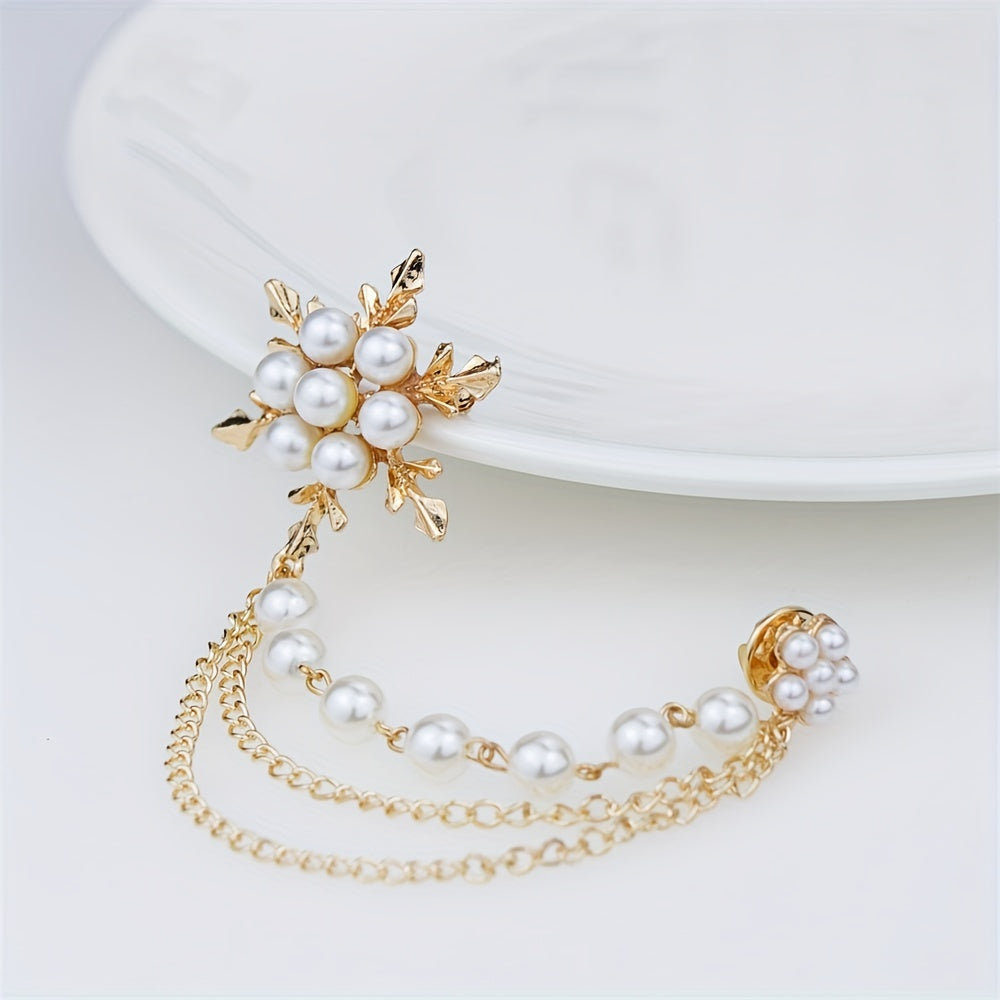 Pearl Ice Flower Tassel Brooch