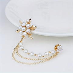 Pearl Ice Flower Tassel Brooch