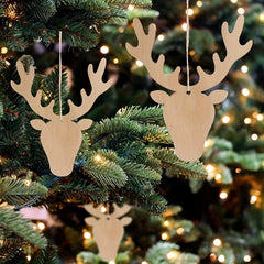 10pcs Wooden Christmas Ornaments Natural Wood Slices Hanging Ornaments