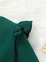 Santa Graphic Ribbed Long Sleeve Dress For Girls