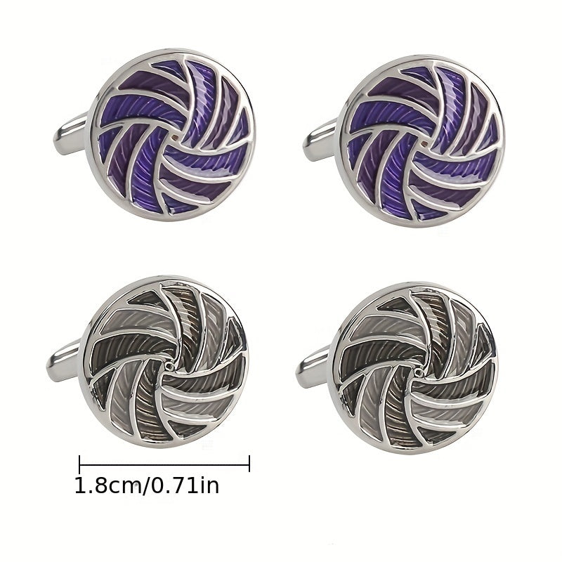 Round Gradient Drip Oil French Cufflinks Men's Shirt Suit Cuff Nails