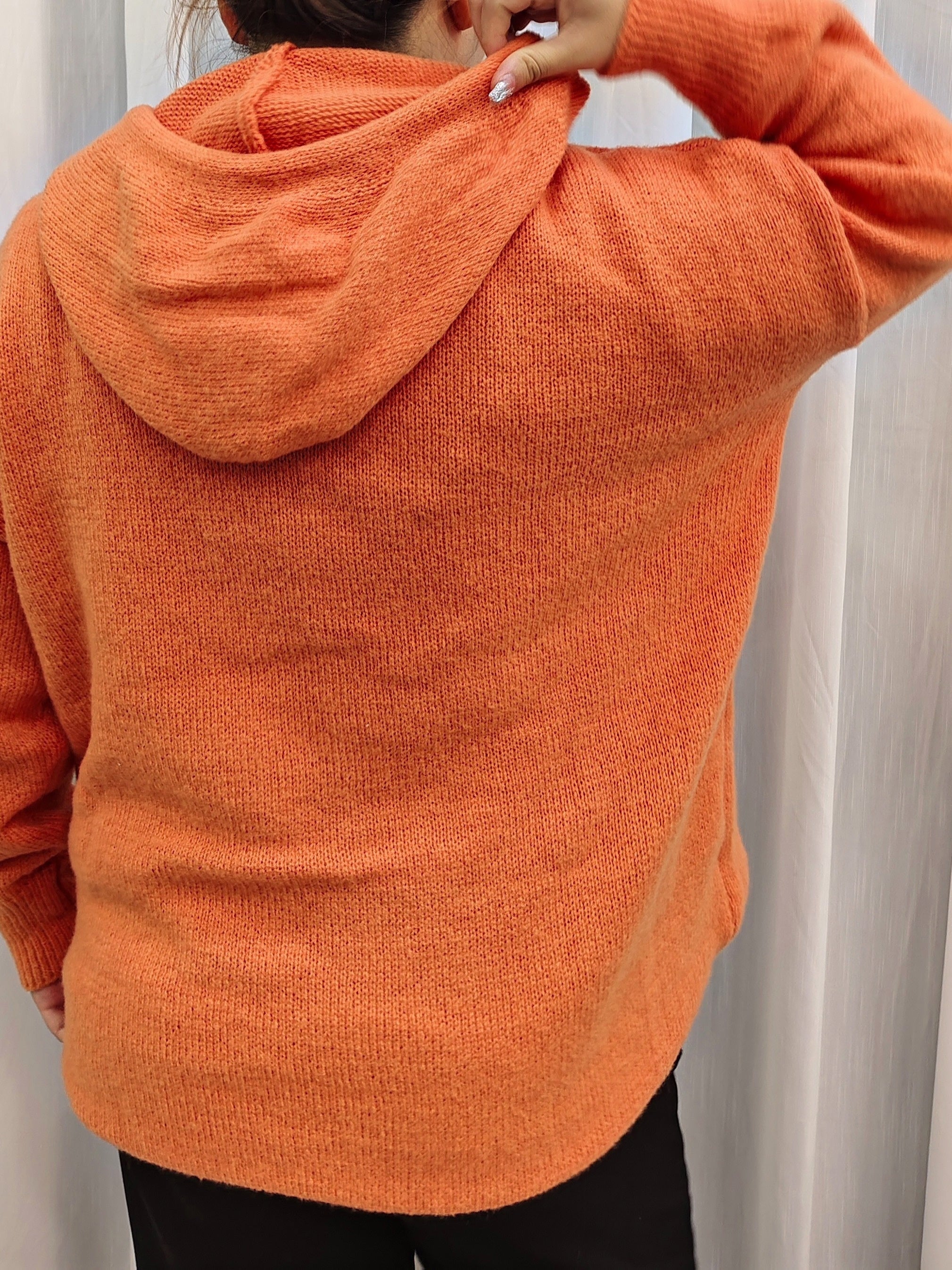 Plus Size Solid Hooded Drawstring Sweater With Pockets