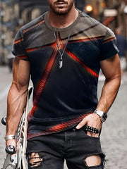 Men's Printed Sports T shirt Casual Stretch Round Neck Tee Shirt For Summer