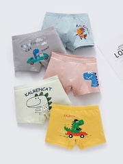 5pcs Boy's Casual Cartoon Print Boxer Shorts Underwear