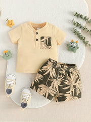 2pcs Baby Boy's Casual T shirt & Shorts Set Kid's Tee Top Outfit