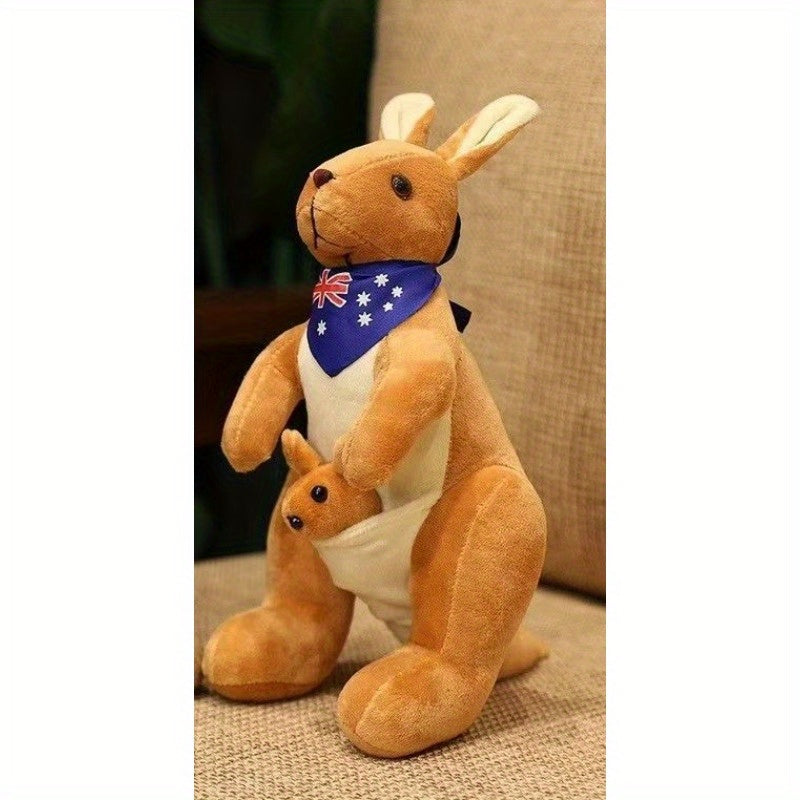 Kangaroo Plush Toy Doll Soft Stuffed Animal with Bandanna Mixed Colors