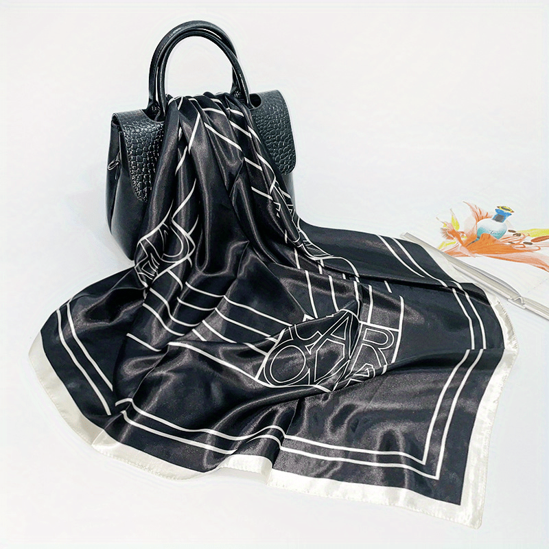 Geometric Paisley Print Bandana Square Scarf Silk Shawl
