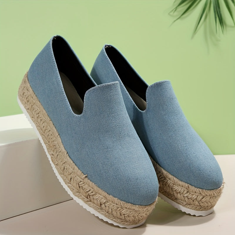 Women's Slip On Shallow Mouth Espadrilles Thick Bottom Shoes