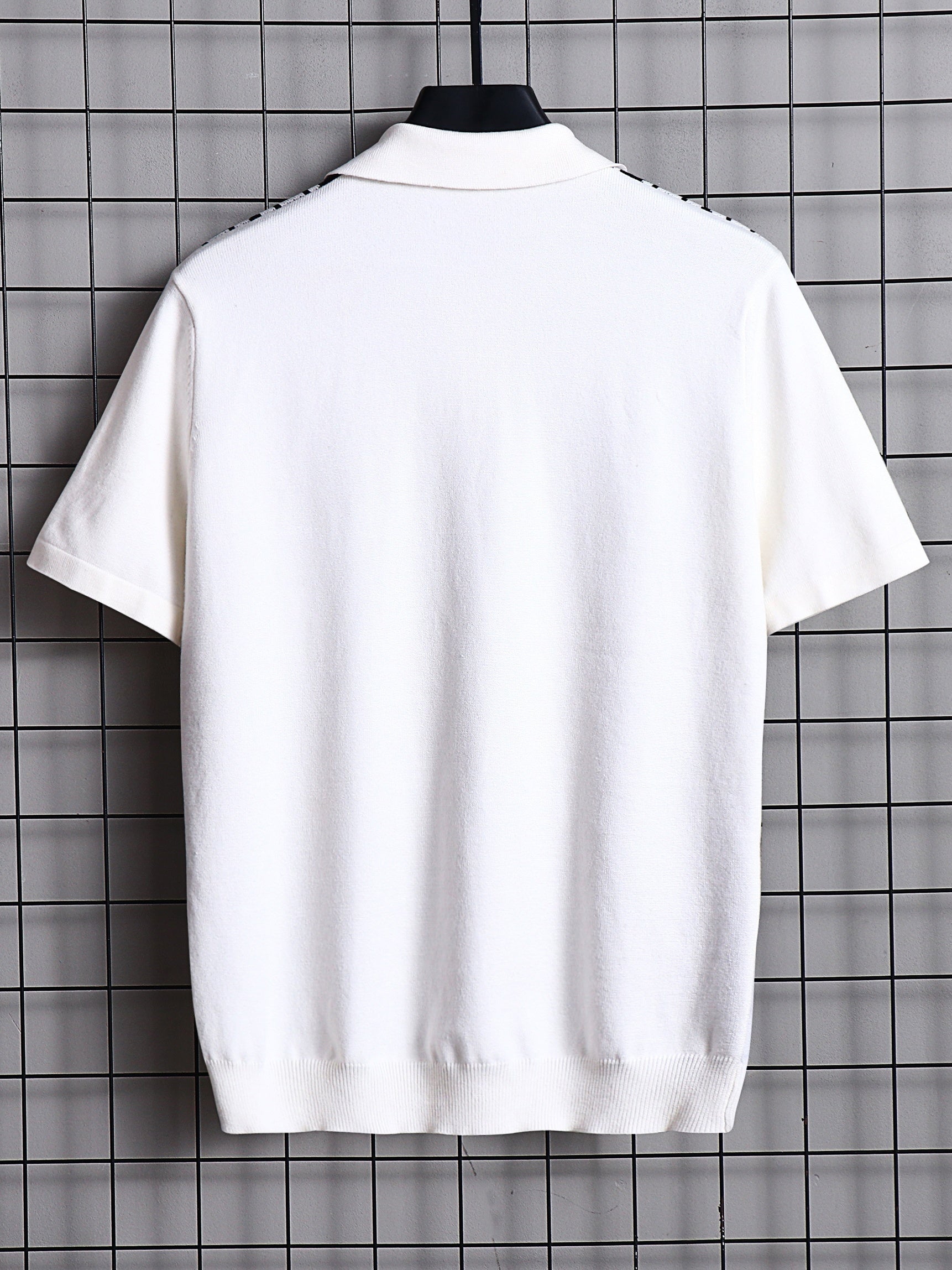 Turn Down Collar Shirt Contrast Buttons Short Sleeve Knit Shirt