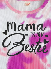 Kid's 2pcs MAMA IS MY BESTIE Print Pajamas Set