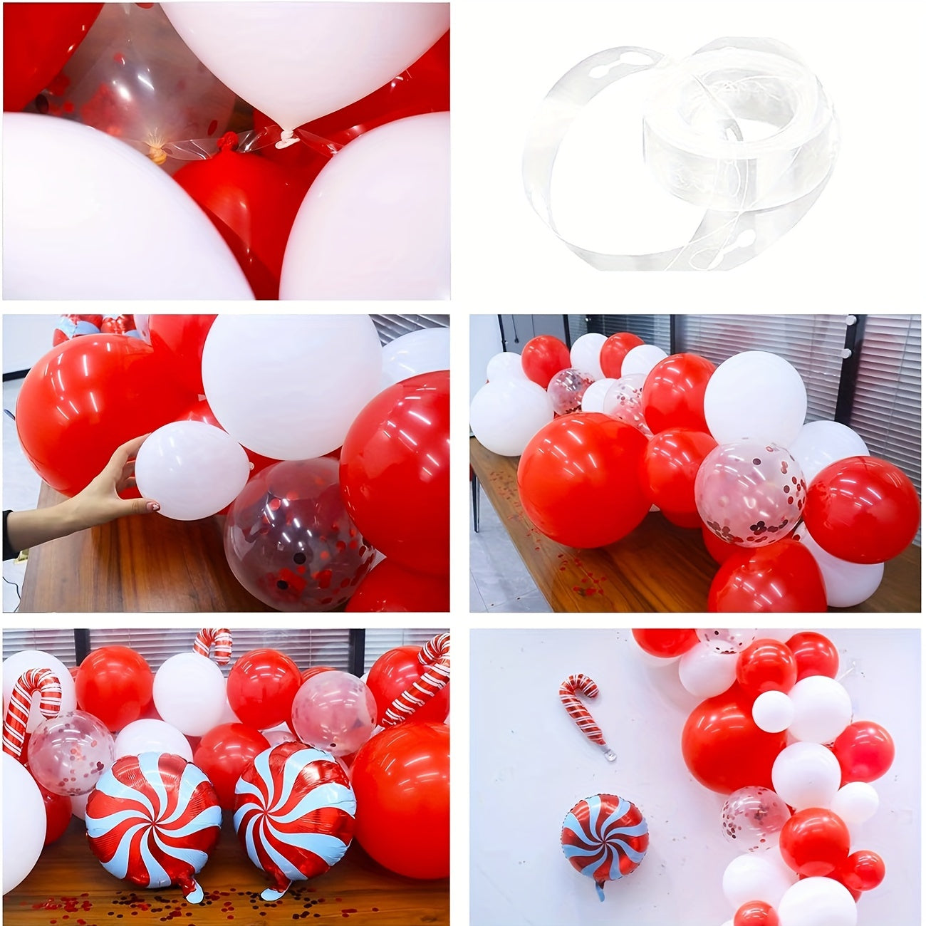 118pcs Red & Confetti Latex Balloon Set for Christmas Candy Themed Birthday