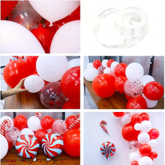 118pcs Red & Confetti Latex Balloon Set for Christmas Candy Themed Birthday