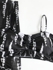 Vacay Bikini Set Tie Dye Ruched Swimsuit 3 Pcs